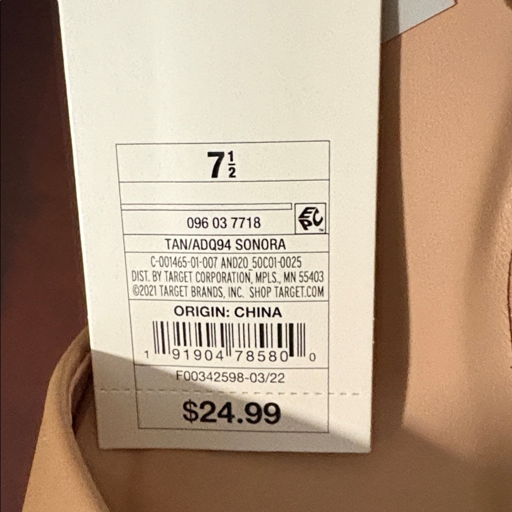 NWT A New Day Tan Block Heel Sandals with Ankle Strap - Picture 5 of 5